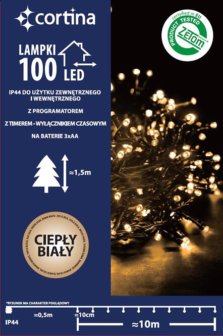 Karácsonyi fények LED 100l 13/21/bat zew.pg.+Tm. Ww