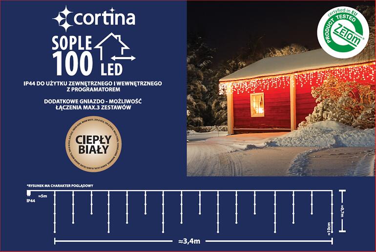 Karácsonyi fények LED sople 100l 100/20 zew. T.+Gn.+Pg. Ww