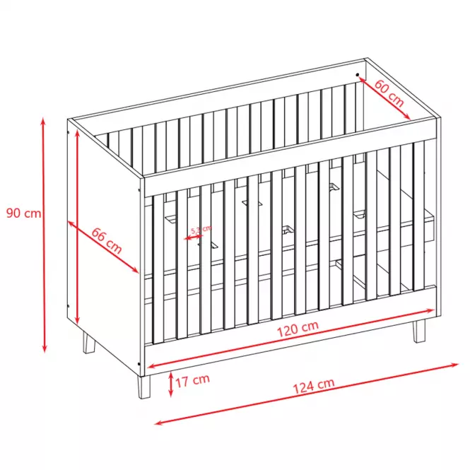 Baba ágy Dziecięce Kubi fehér 60x120