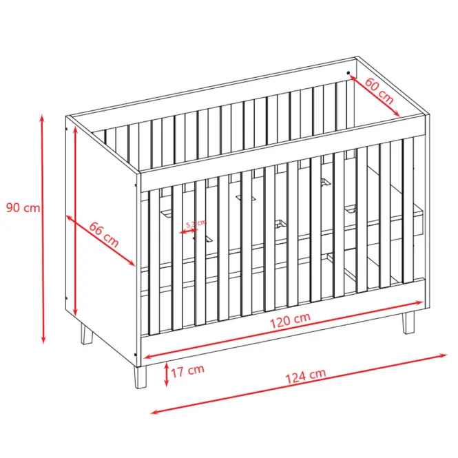 Baba ágy Dziecięce Kubi fehér 60x120,4