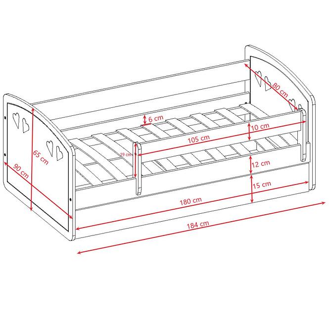 Gyermekágy Julia +M Mix szürke 80x180,5