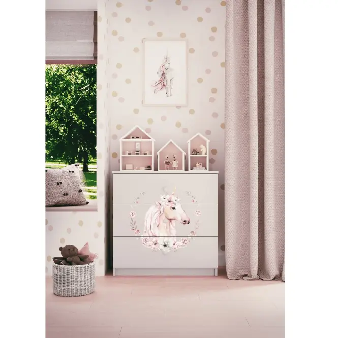Komód gyermek számára Babydreams fehér – ló