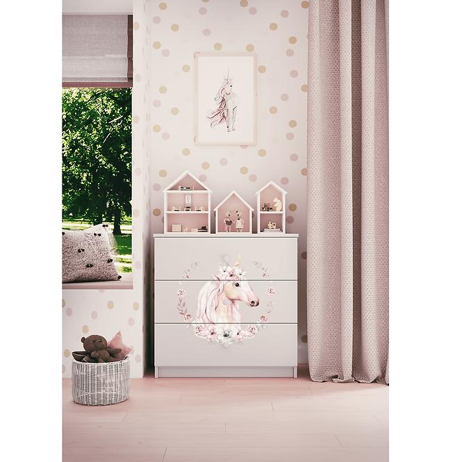 Komód gyermek számára Babydreams fehér – ló