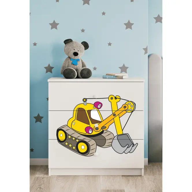 Komód gyermek számára Babydreams fehér – Kotrógép,4