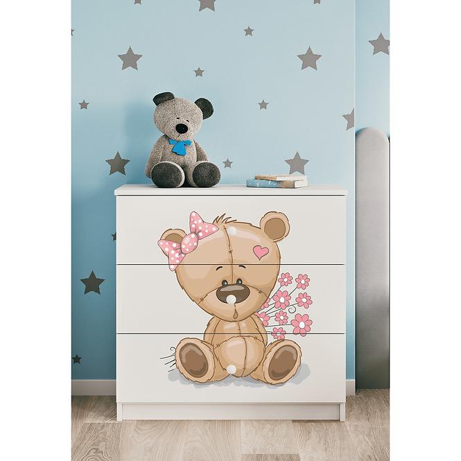 Komód gyermek számára Babydreams fehér – Medve Virágok,6