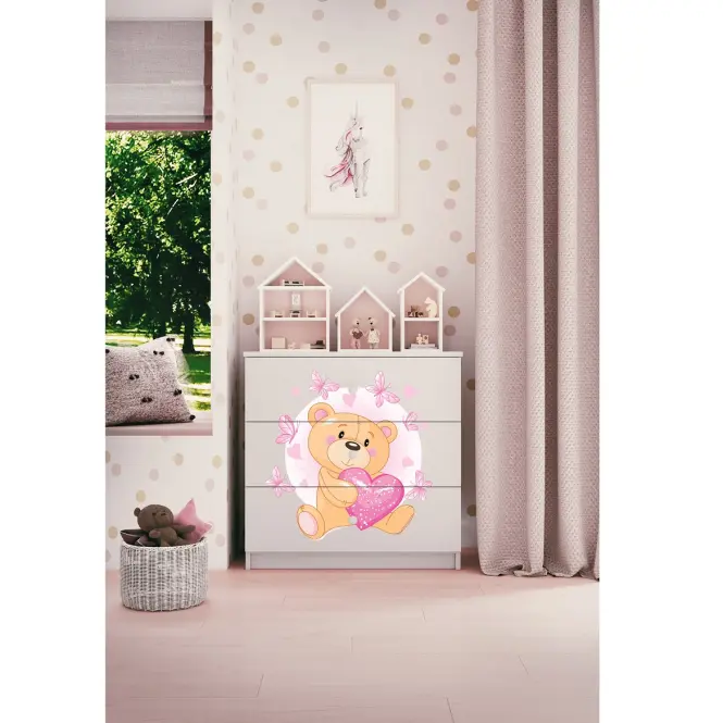 Komód gyermek számára Babydreams fehér – Medve Pillangó