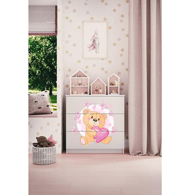 Komód gyermek számára Babydreams fehér – Medve Pillangó,5