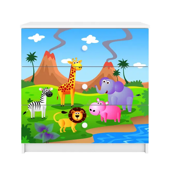 Komód gyermek számára Babydreams fehér – Safari