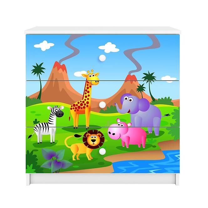 Komód gyermek számára Babydreams fehér – Safari