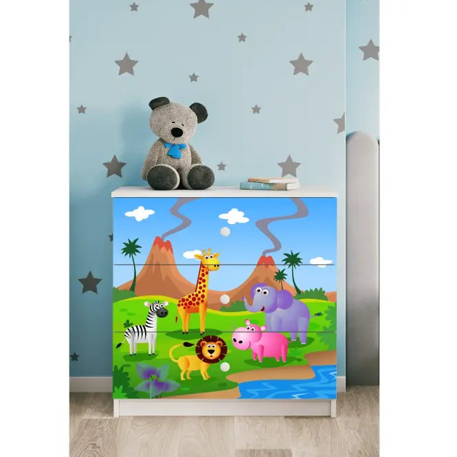 Komód gyermek számára Babydreams fehér – Safari