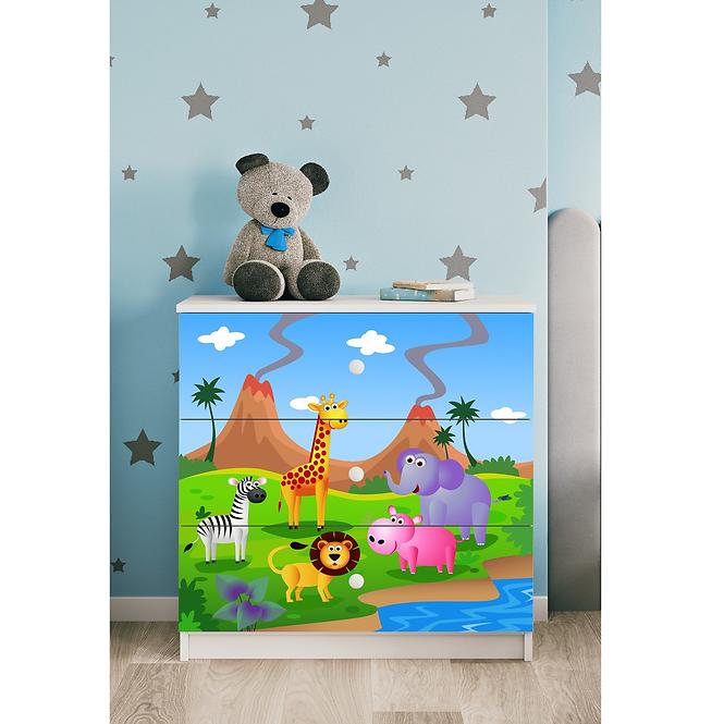 Komód gyermek számára Babydreams fehér – Safari