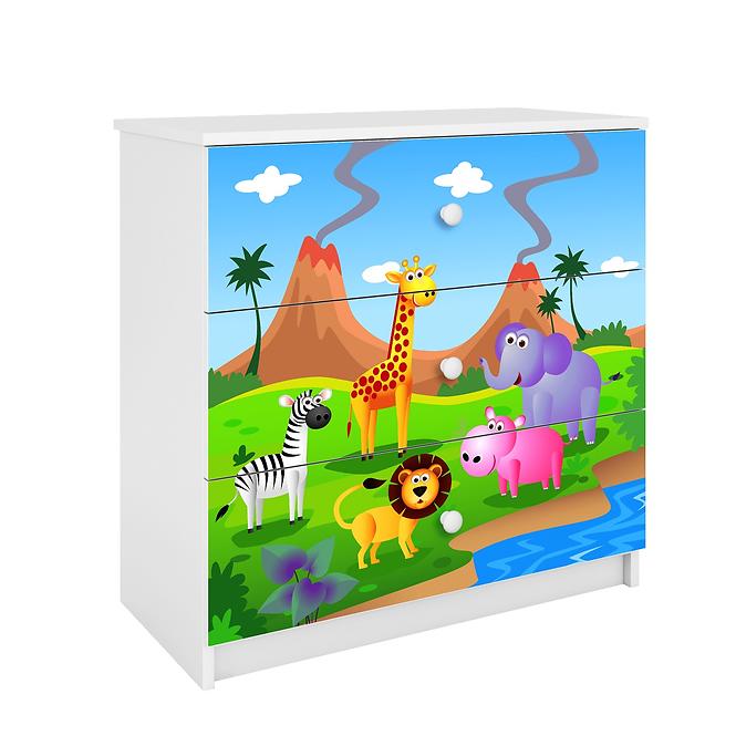 Komód gyermek számára Babydreams fehér – Safari