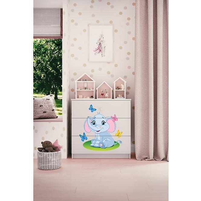 Komód gyermek számára Babydreams fehér – Egy elefánt