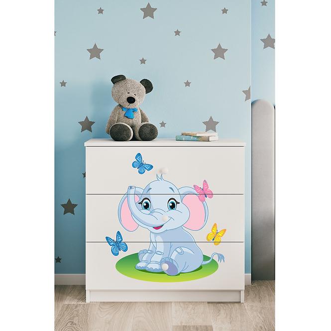 Komód gyermek számára Babydreams fehér – Egy elefánt