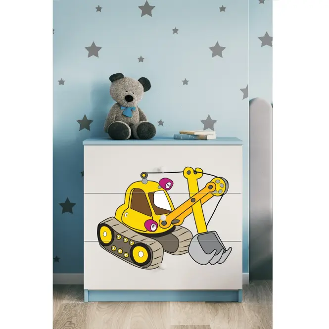 Komód gyermek számára Babydreams Kék– Kotrógép,5