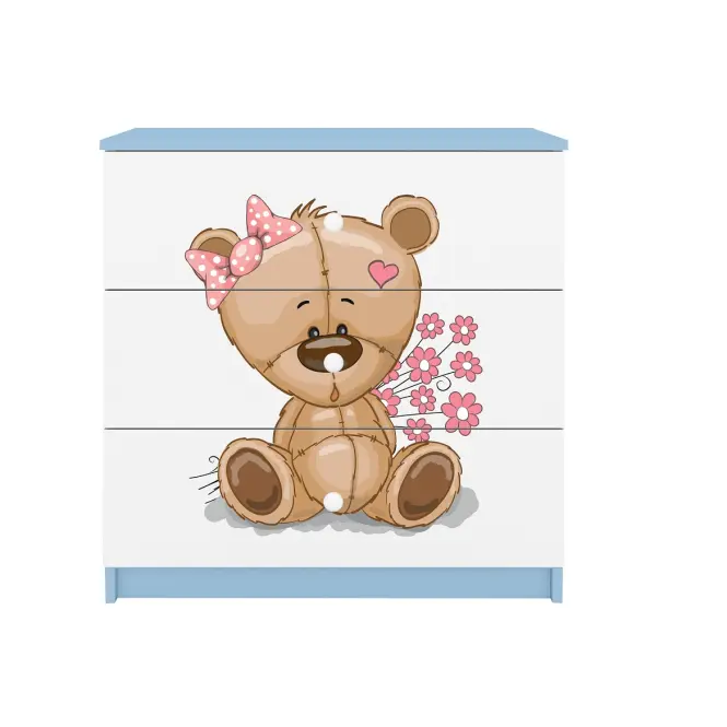 Komód gyermek számára Babydreams Kék– Medve Virágok,4