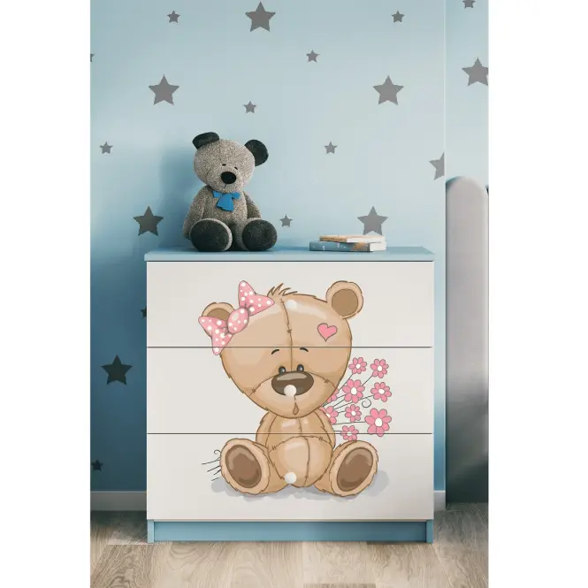 Komód gyermek számára Babydreams Kék– Medve Virágok,5
