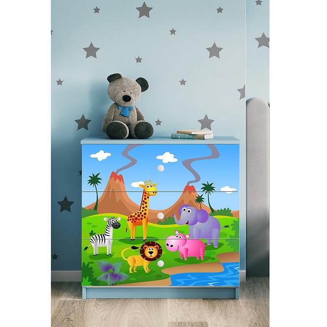Komód gyermek számára Babydreams Kék– Safari