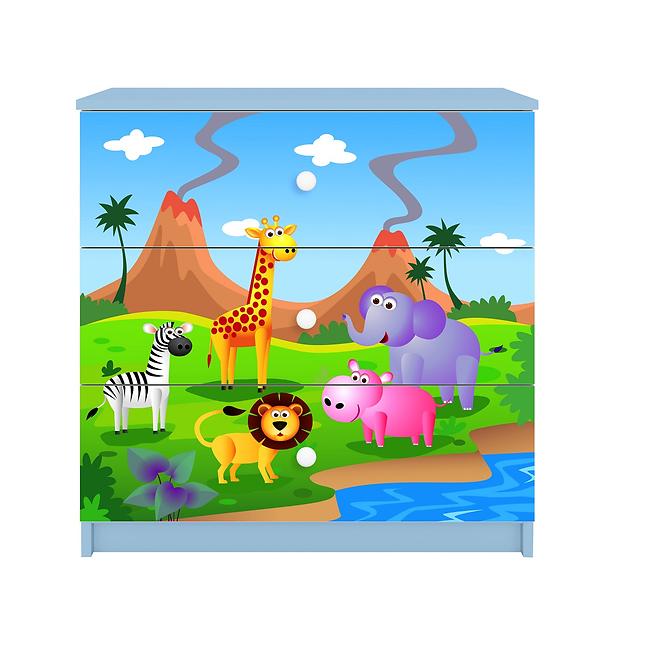Komód gyermek számára Babydreams Kék– Safari