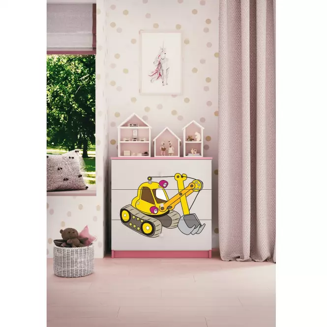 Komód gyermek számára Babydreams Rózsaszín – Kotrógép