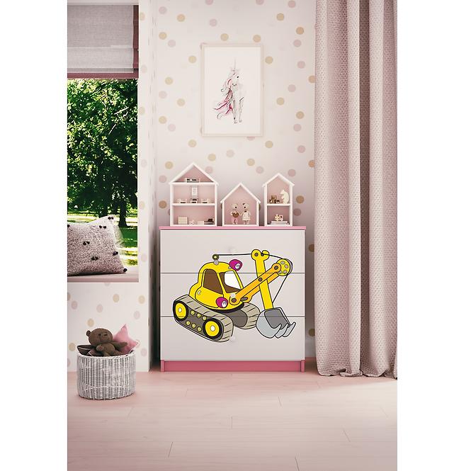 Komód gyermek számára Babydreams Rózsaszín – Kotrógép