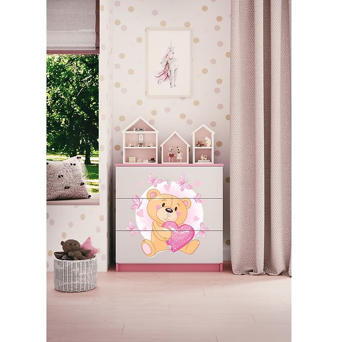 Komód gyermek számára Babydreams Rózsaszín – Medve Pillangó