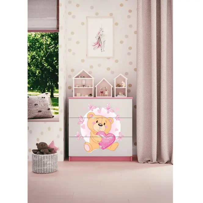 Komód gyermek számára Babydreams Rózsaszín – Medve Pillangó,5