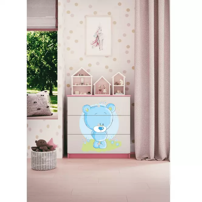 Komód gyermek számára Babydreams Rózsaszín – Medve kék