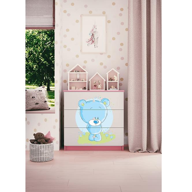 Komód gyermek számára Babydreams Rózsaszín – Medve kék