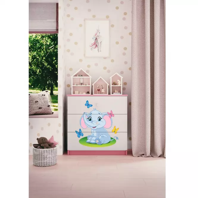 Komód gyermek számára Babydreams Rózsaszín – Elefánt