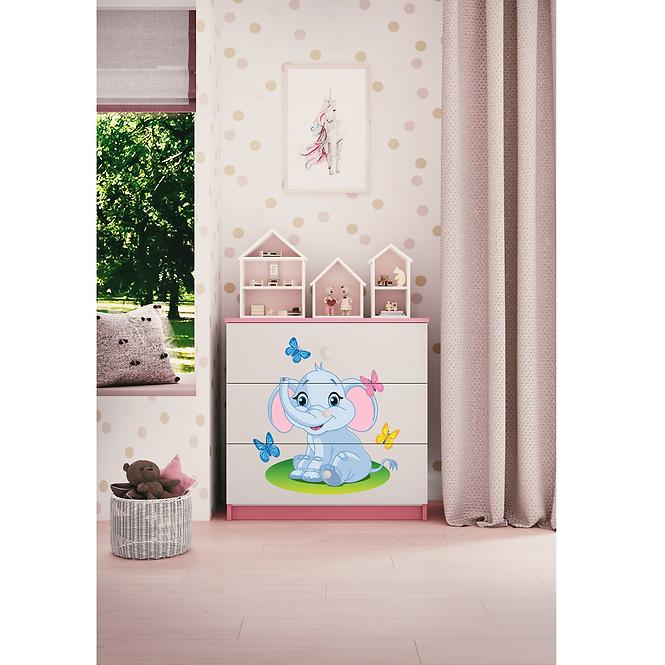 Komód gyermek számára Babydreams Rózsaszín – Elefánt