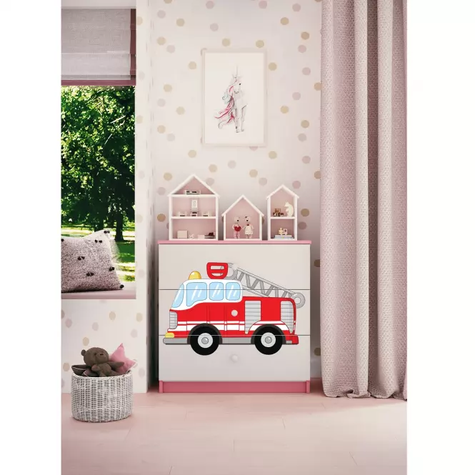 Komód gyermek számára Babydreams Rózsaszín – Tűzoltóosztag
