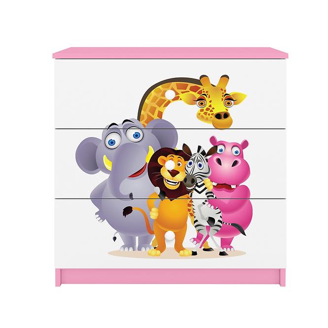 Komód gyermek számára Babydreams Rózsaszín – Zoo,4