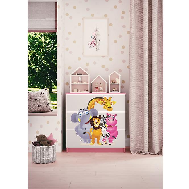 Komód gyermek számára Babydreams Rózsaszín – Zoo
