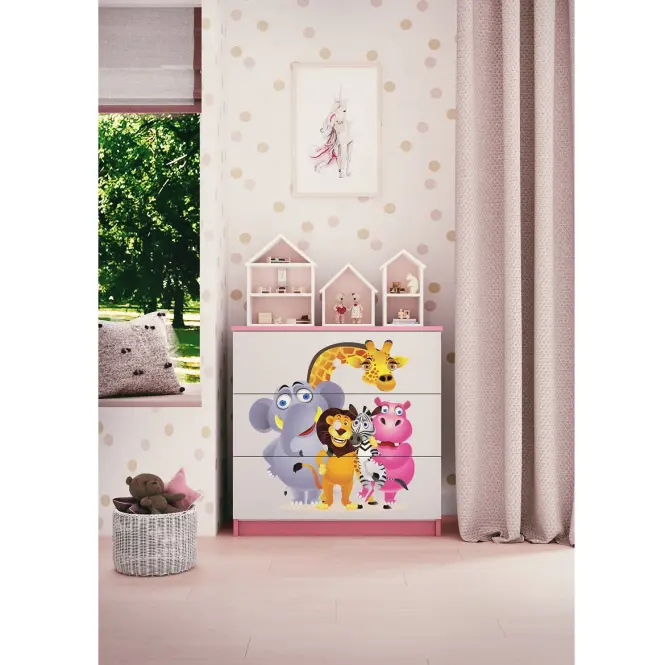 Komód gyermek számára Babydreams Rózsaszín – Zoo,5