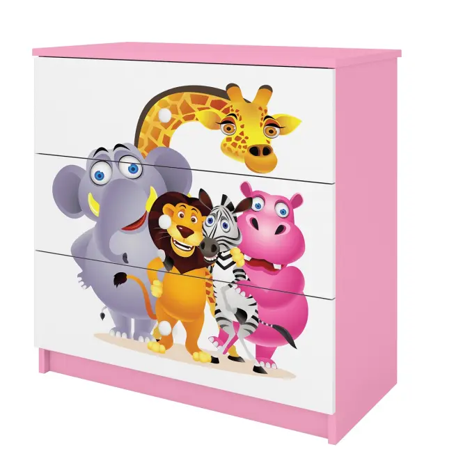 Komód gyermek számára Babydreams Rózsaszín – Zoo,3