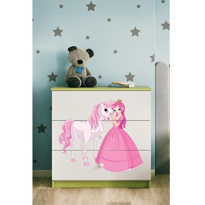 Komód gyermek számára Babydreams Zöld – Hercegnő 2