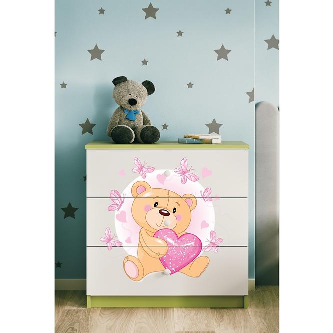 Komód gyermek számára Babydreams Zöld – Medve Pillangó