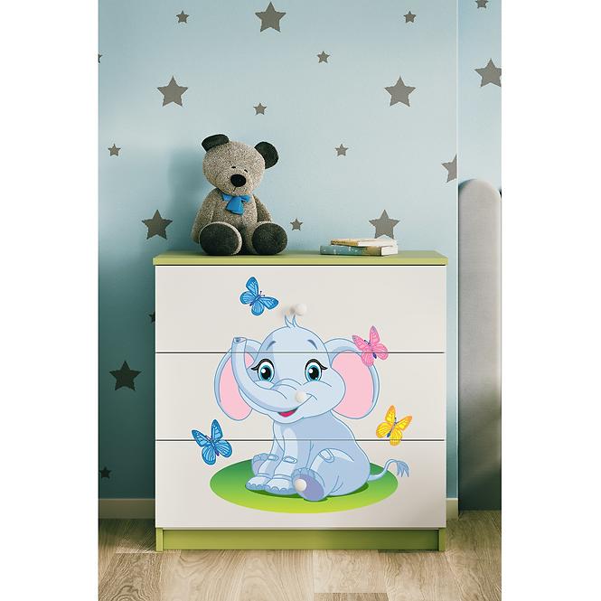 Komód gyermek számára Babydreams Zöld – Elefánt