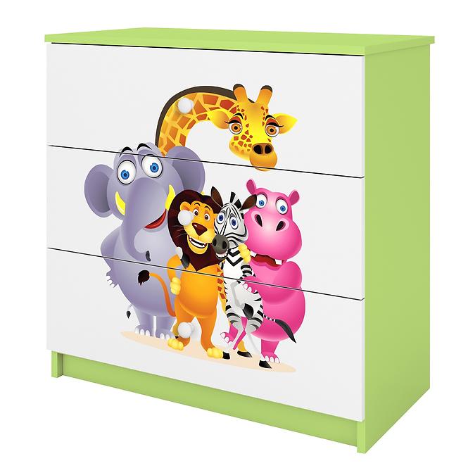 Komód gyermek számára Babydreams Zöld – Zoo