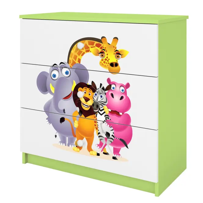 Komód gyermek számára Babydreams Zöld – Zoo,3