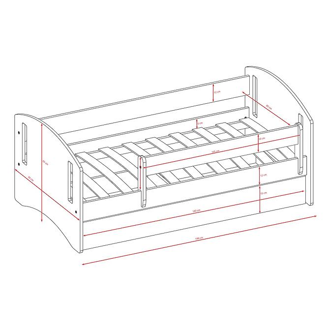 Gyermekágy Classic 2+M kék 80x140,5