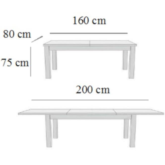 Asztal ST28 160X80+40 L szarvasgomba