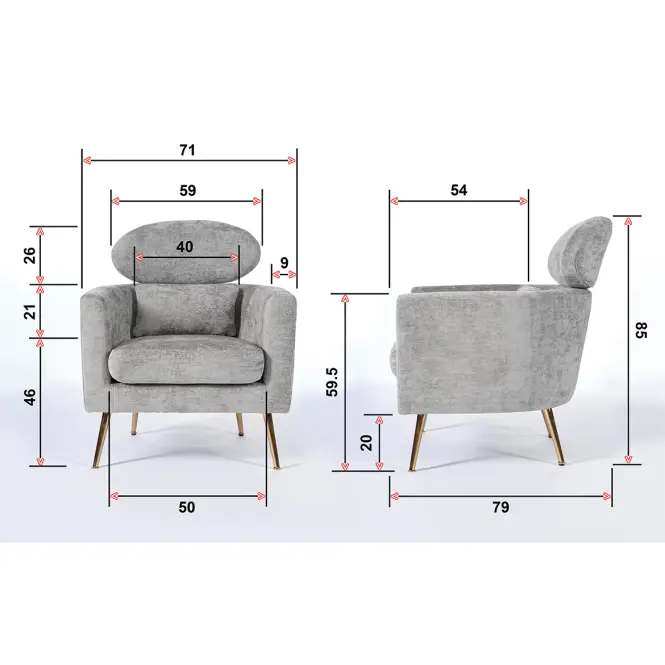 Fotel Glamour szürke,6
