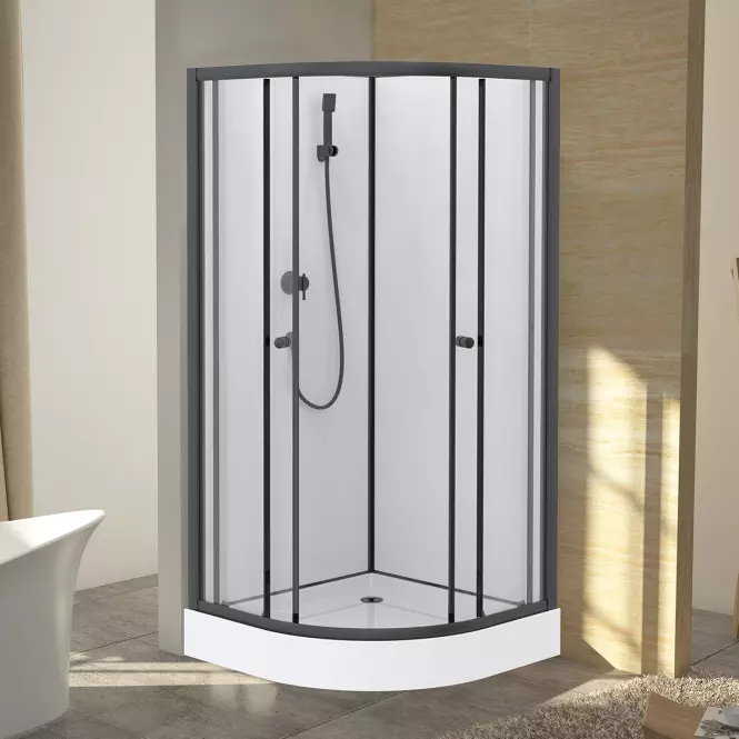 Zuhanykabin negyedkör Elize 90x90x200 black,2
