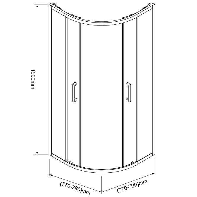 Zuhanykabin Aura 80x80x190 black,2