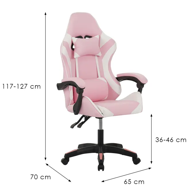 Gamer szék Kastor 8689 fehér/rózsaszín