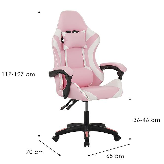 Gamer szék Kastor 8689 fehér/rózsaszín