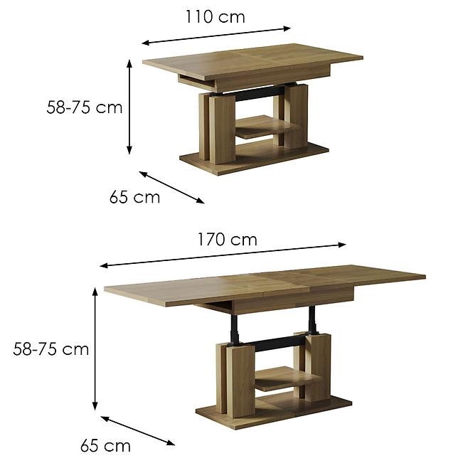 Asztal, felhúzható Iso 170 tölgy natura