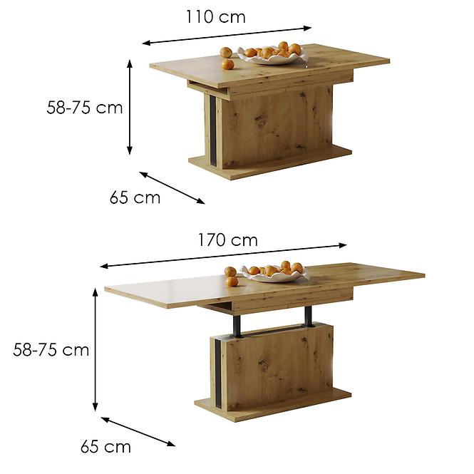 Asztal, felhúzható Solaris 170 tölgy artisan